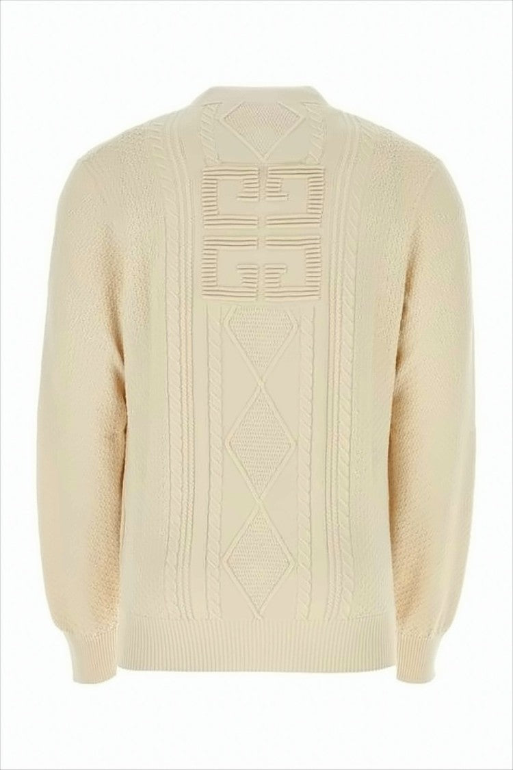 Givenchy Textured Knit Cardigan With Geometric Motif