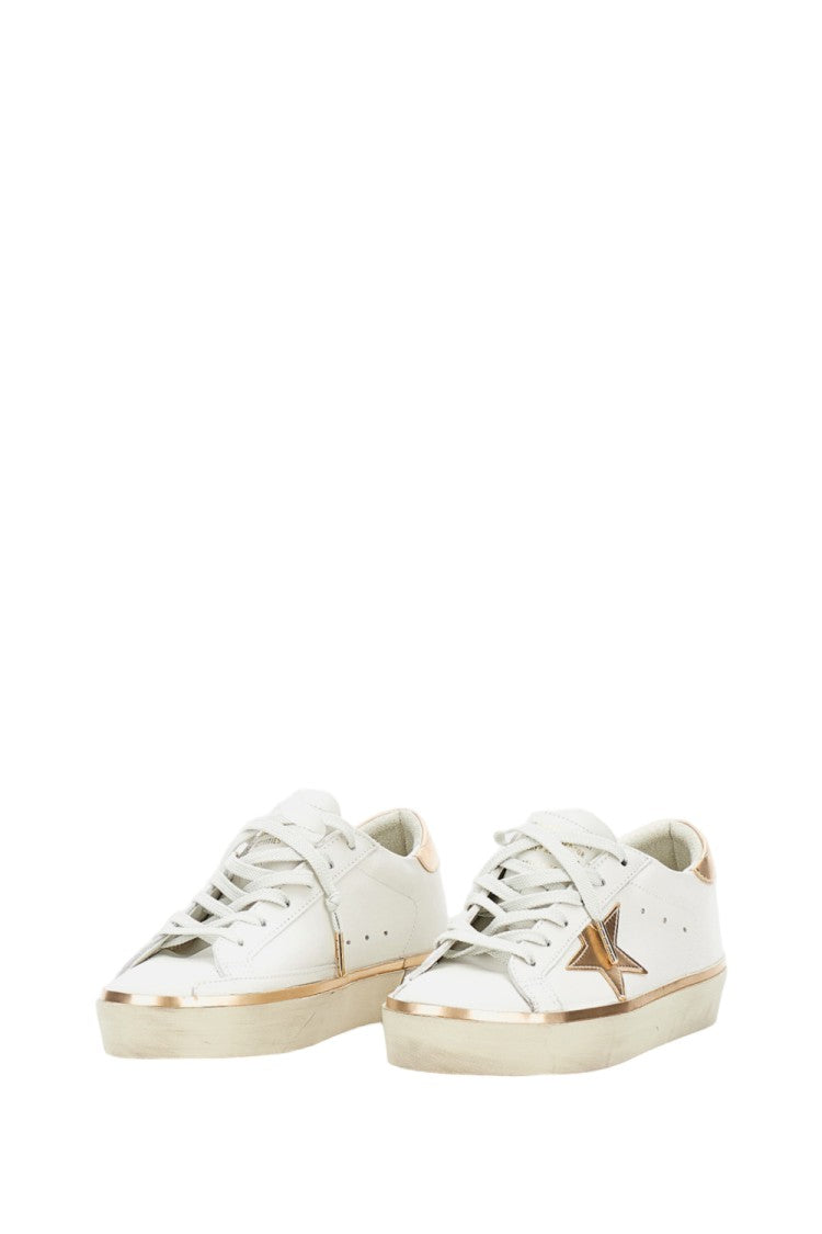 Golden Goose Beige Calf Leather Hi Star Sneakers