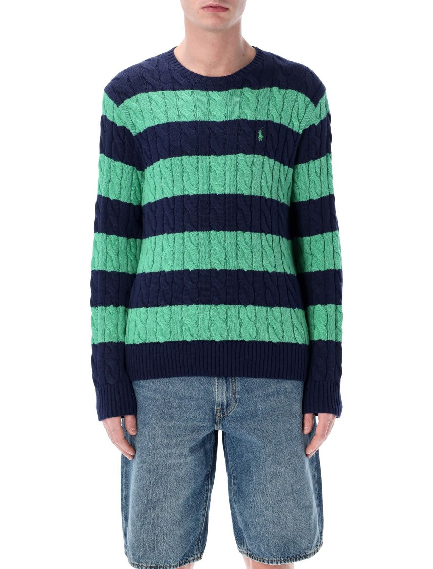 Polo Ralph Lauren Bicolor Striped Cotton Cable Sweater