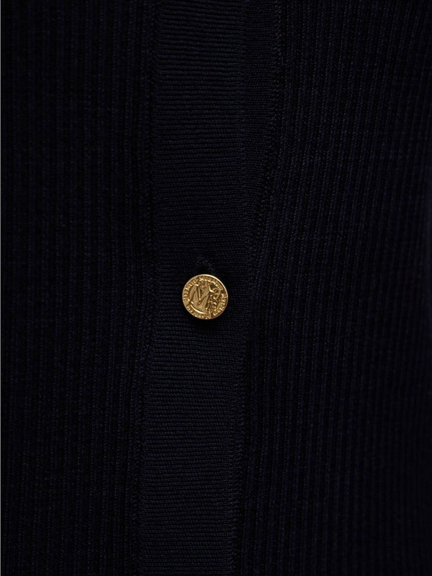 Max Mara Beige Limone V-Neck Wool Cardigan