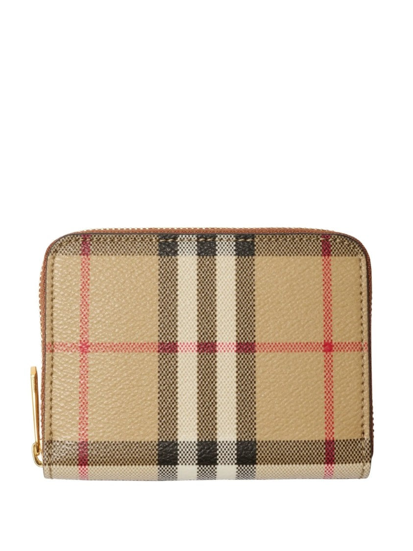 Burberry Mn Compact Zip-Around Check Wallet