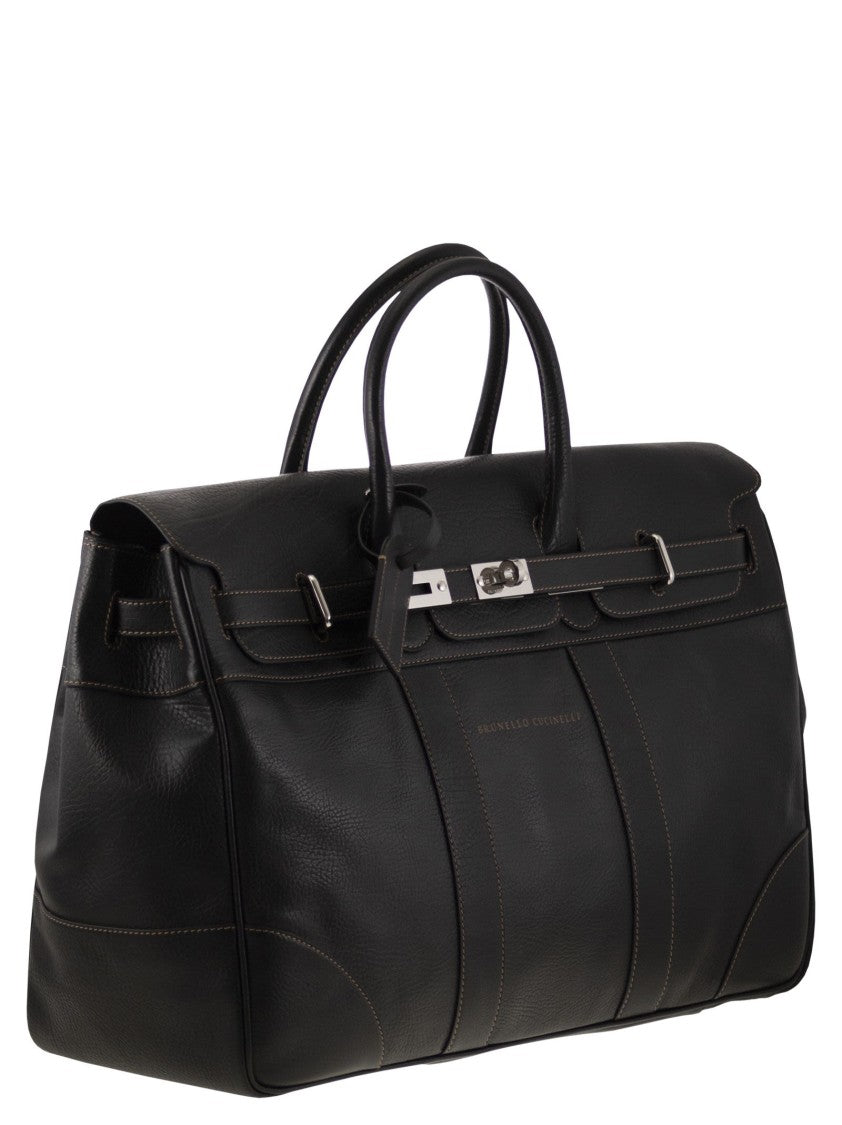 Brunello Cucinelli Country Bag In Calfskin With Grain
