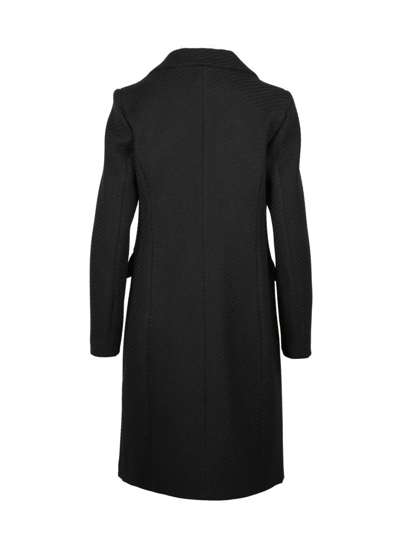 Lakore Black Fitted Wool-Blend Coat