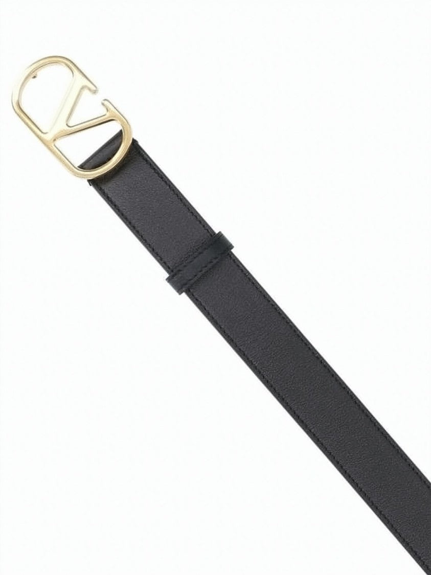Valentino Garavani Smooth Black Cowhide Leather Belt