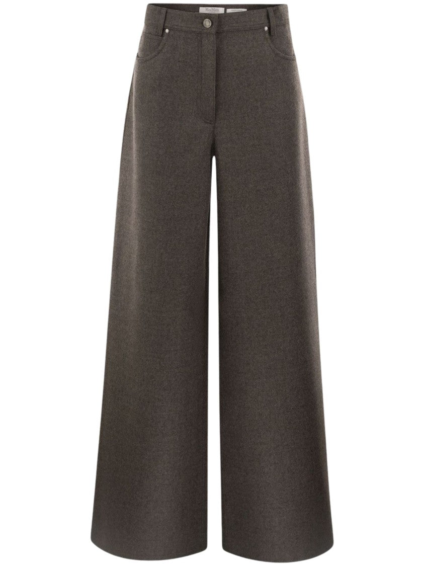 Max Mara Brown Mxsgennaio High-Waisted Wide-Leg Pants
