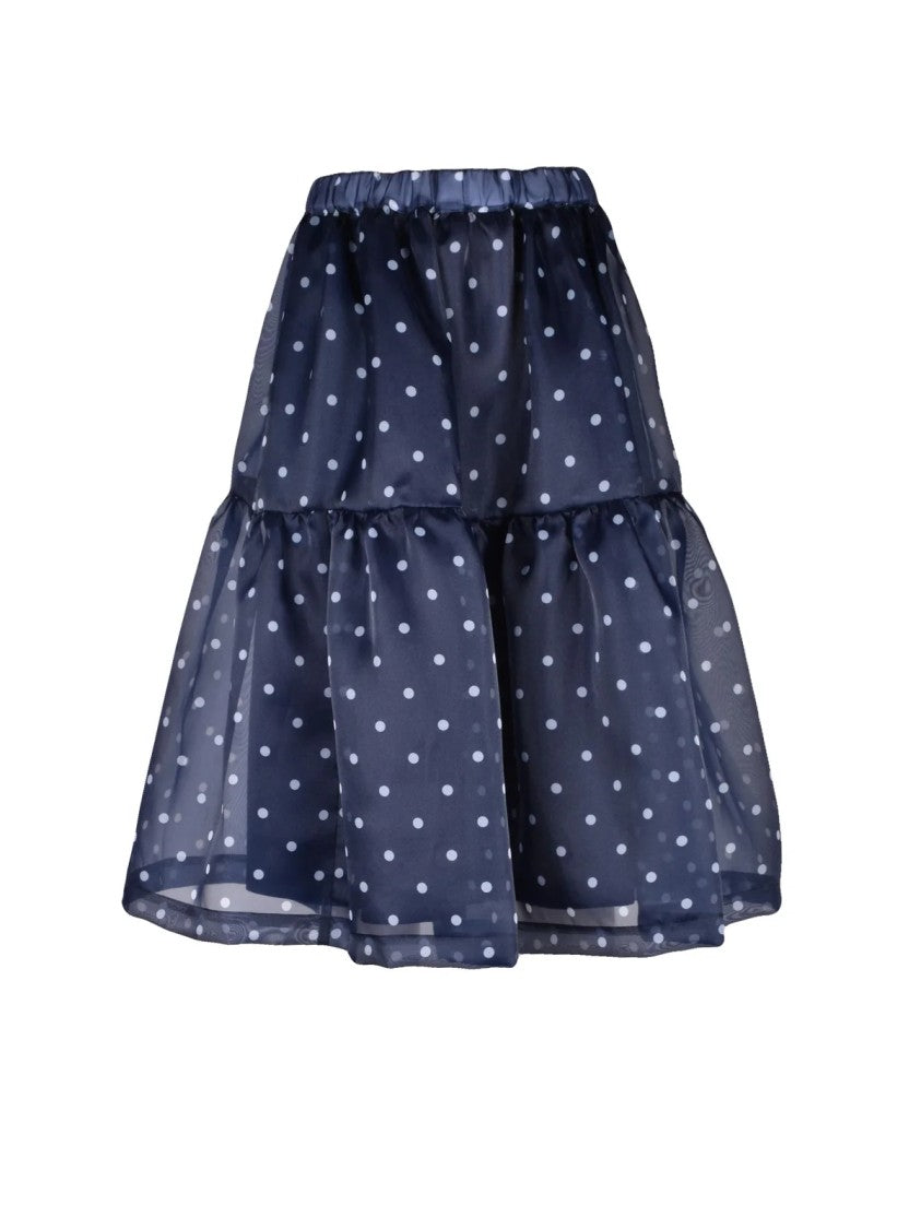 Comme Des Garçons Blue Polka Dot Layered Polyester Midi Skirt