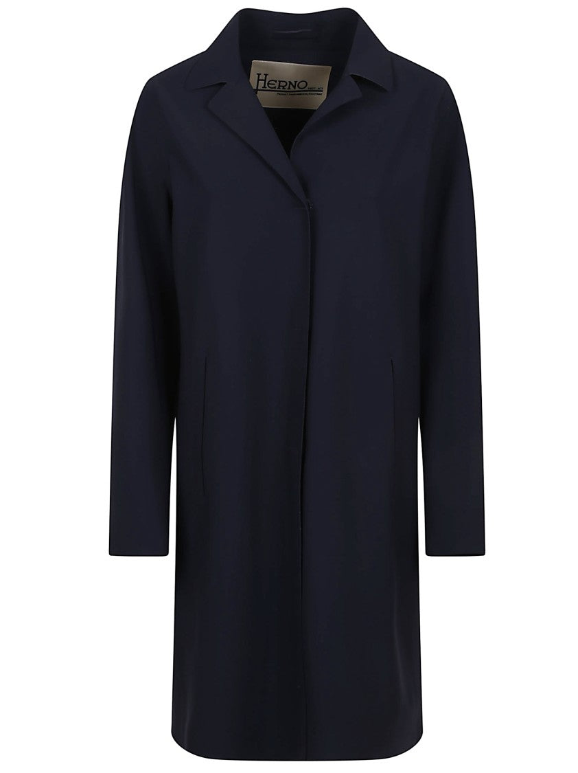 Herno Stretch Jersey Coat With Laser Cut Detailing
