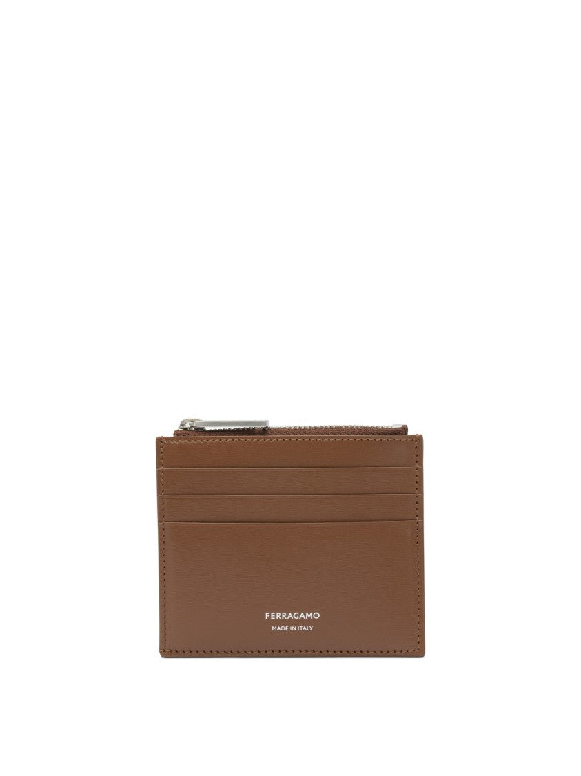 Ferragamo Brown Calf Leather Wallet With Refined Finish