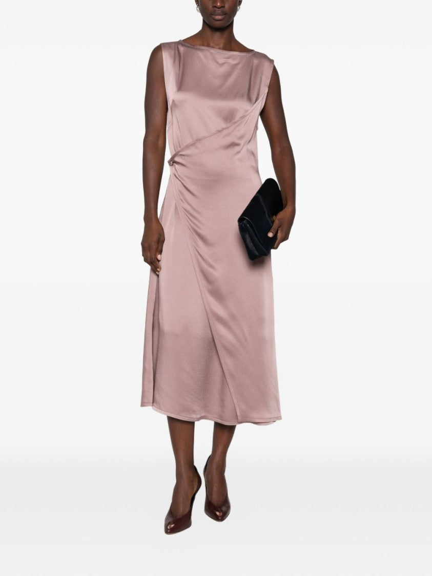 Lanvin Asymmetrical Midi Dress With Draped Design And Gathered Detail