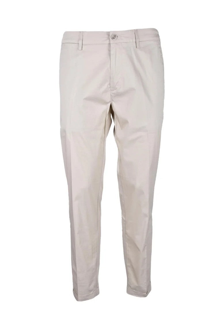 Re-Hash Beige Slim Fit Trousers With Classic Waistband And Functional Pockets