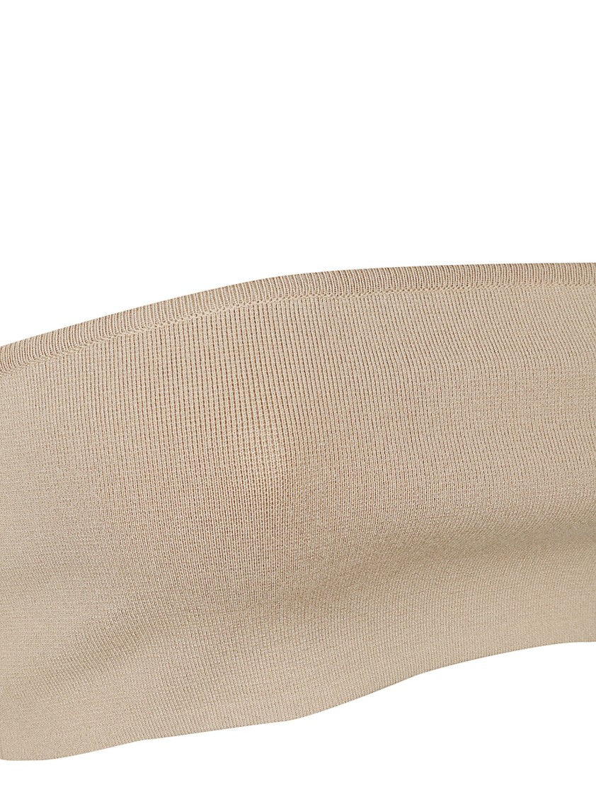 Max Mara Seamless Ribbed Bandeau Top With Strapless Design
