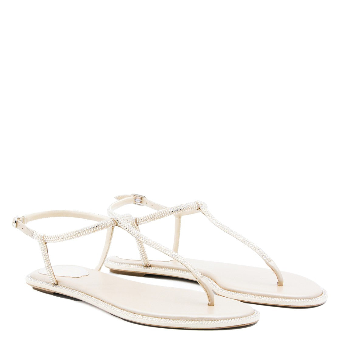 René Caovilla White Leather Flats