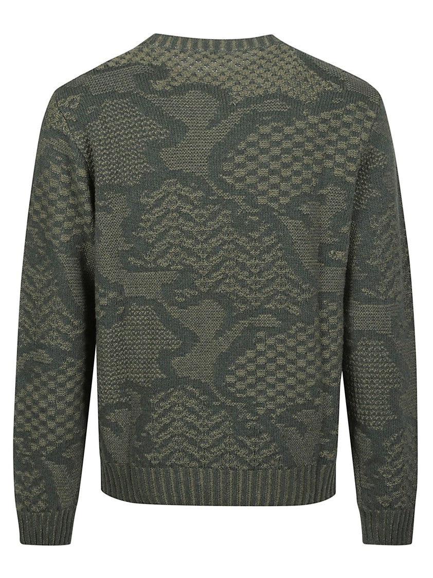Etro Roma Green Textured Knit Wool-Blend Sweater