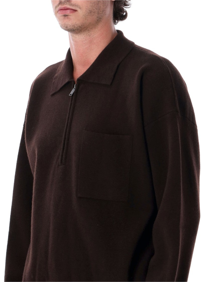 Roberto Collina Relaxed-Fit Merino Wool Polo With Half-Zip Closure