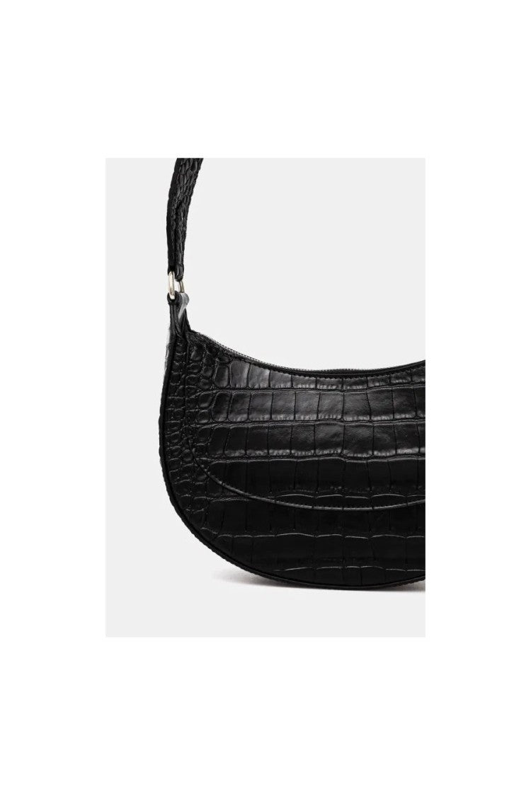 Philipp Plein Black Galaxy Crocodile-Embossed Leather Shoulder Bag