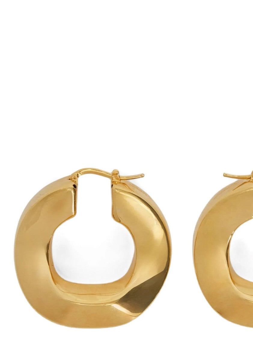 Jil Sander Handmade Copper Hoop Earrings With Engraved Logo