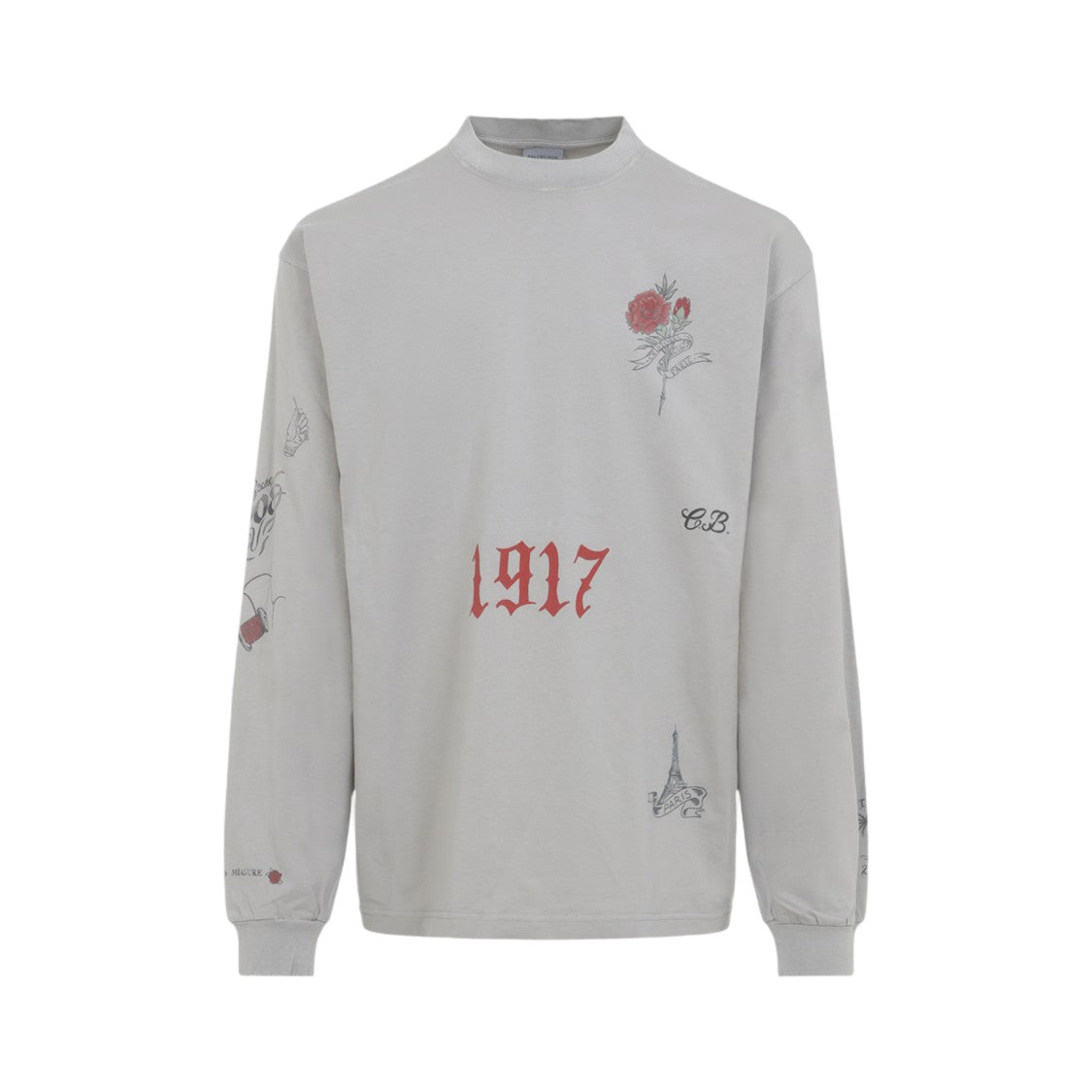 Balenciaga Long-Sleeve Graphic T-Shirt With Artistic Prints