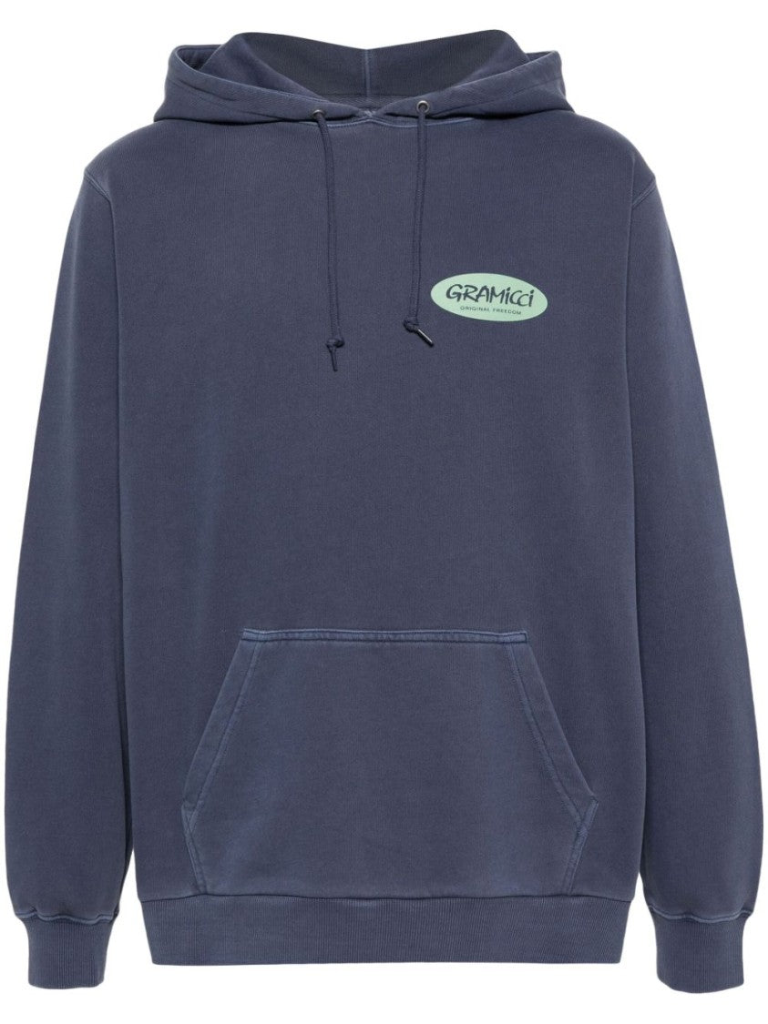 Gramicci Relaxed-Fit Grey Logo Hoodie With Spacious Hood