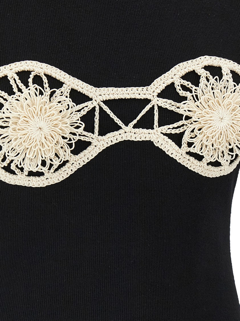 Magda Butrym Sleeveless Ribbed Cotton Top With Embroidered Detail