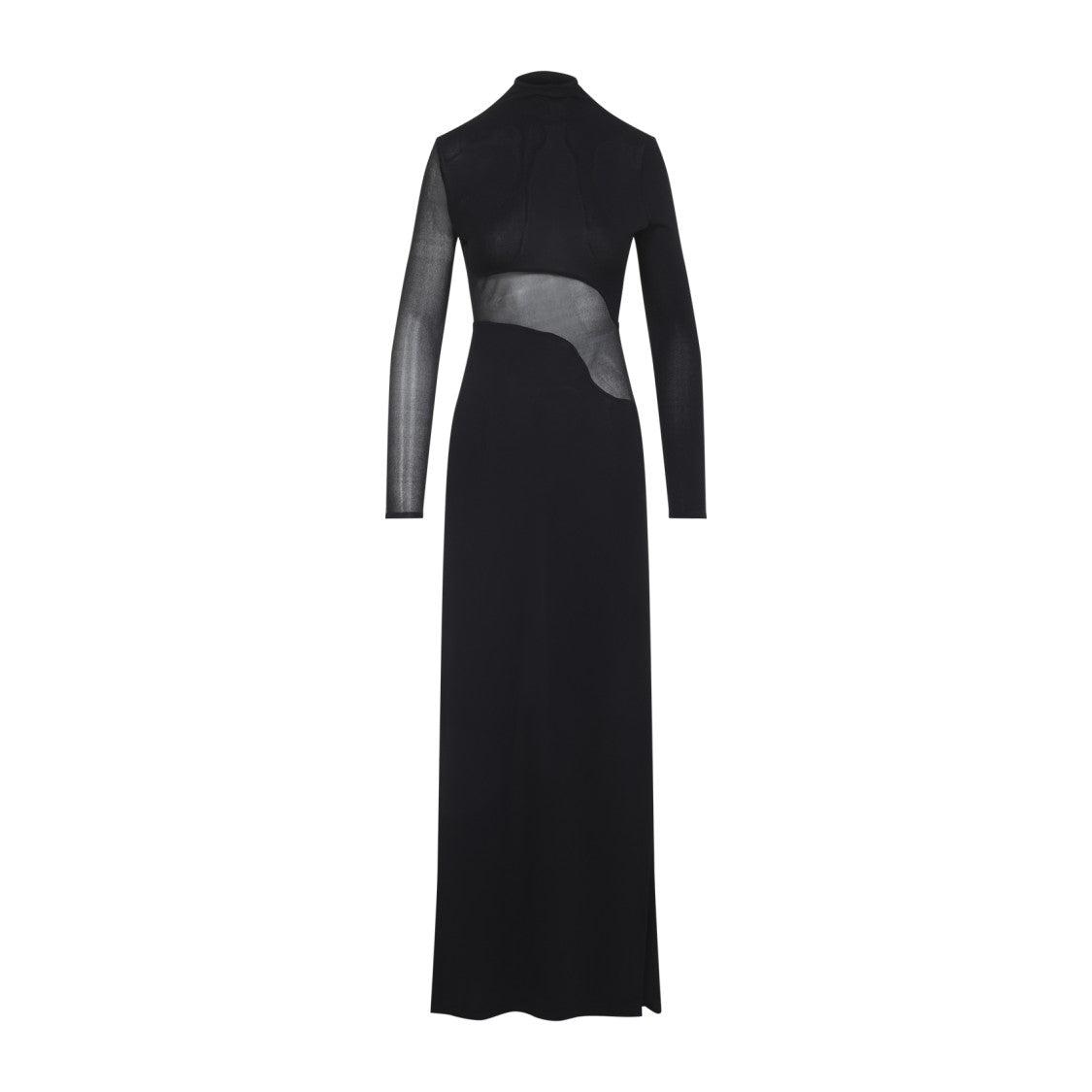 Alaïa Maxi Dress With Sheer Panels And Asymmetrical Design