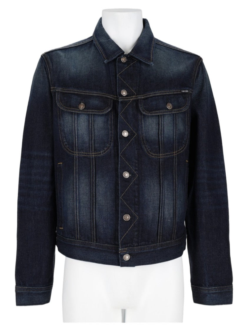 Tom Ford Cropped Dark Indigo Wash Denim Jacket