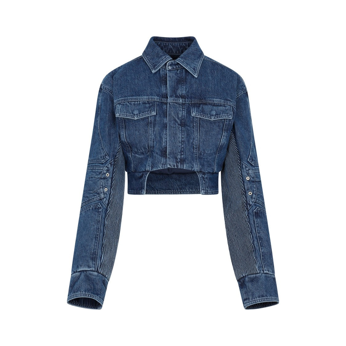 Off-White Blue Motorcycle Hole Crop Jacket