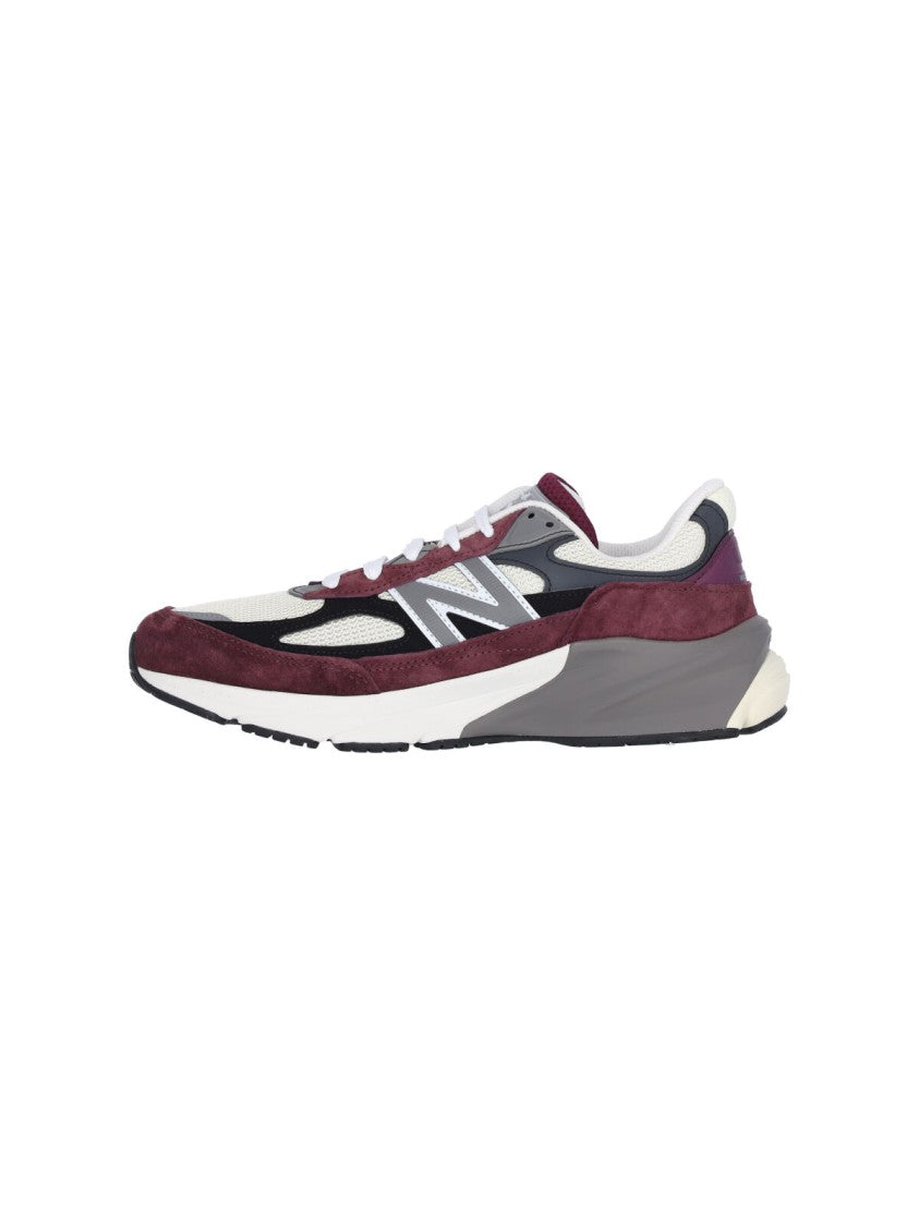 New Balance Bordeaux Suede And Mesh Sneakers With Iconic Logo