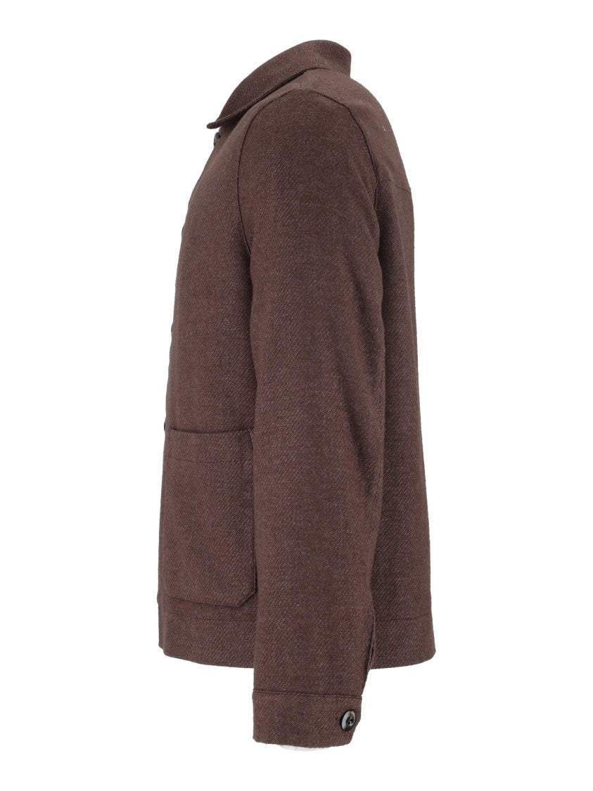 Circolo 1901 Brown Garment-Dyed Virgin Wool-Blend Overshirt