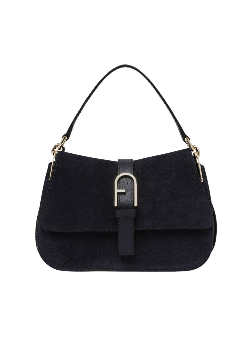 Furla Flow Mini Structured Rectangular Suede Shoulder Bag