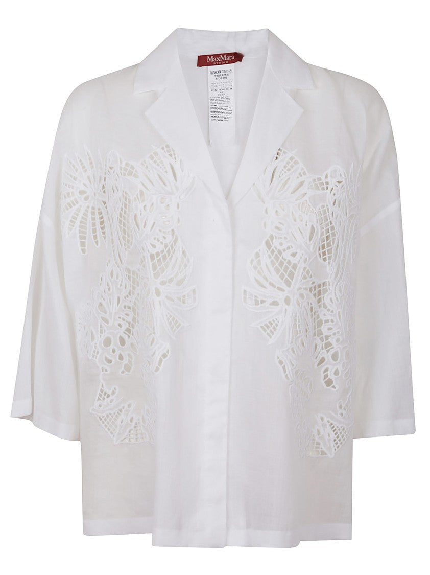 Max Mara Relaxed Fit Shirt With Cut-Out Embroidery