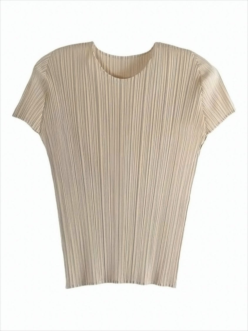 Pleats Please Pleated Short-Sleeved Top With Drape