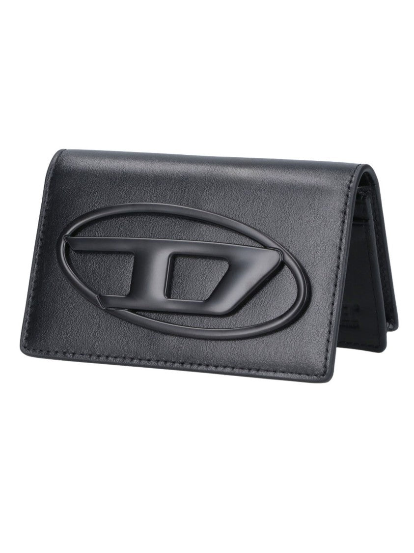 Diesel Black Leather Cardholder With Tone-On-Tone Logo