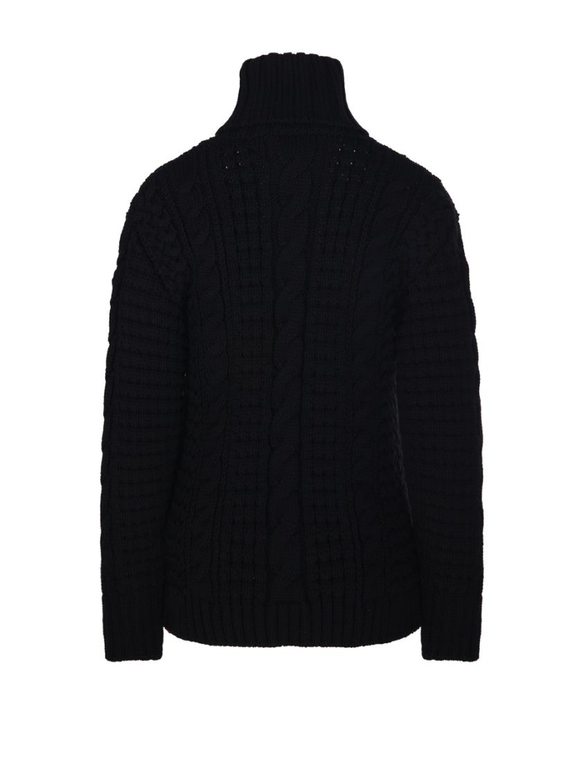 Moncler Genius X Edward Enninful Cable Knit Turtleneck Sweater With Ribbed Cuffs