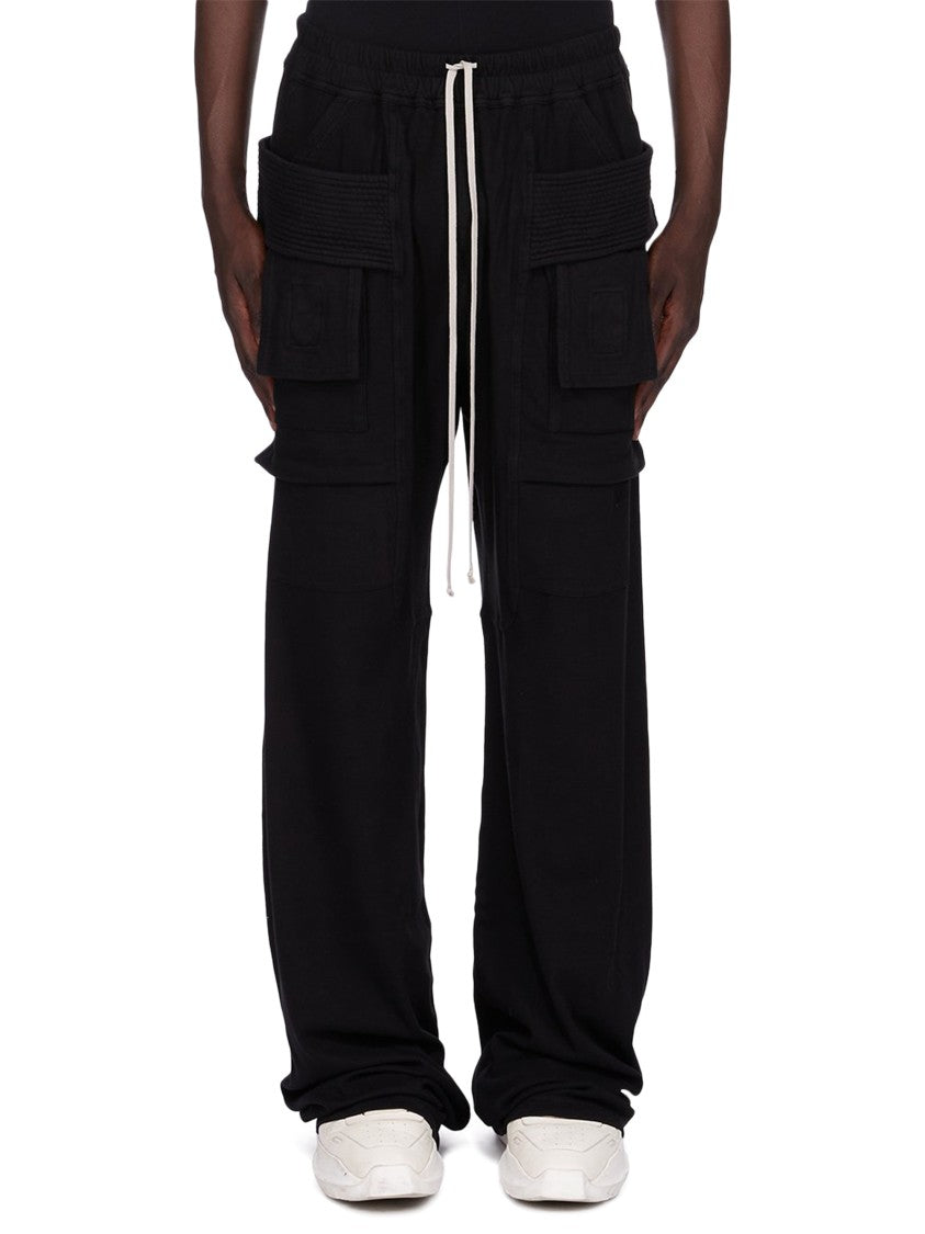 Drkshdw By Rick Owens Wide Leg Cargo Trousers With Drawstring Waist