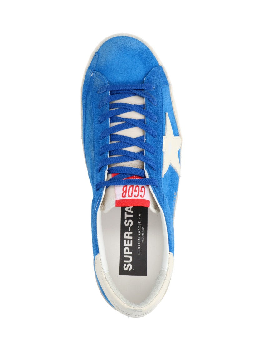 Golden Goose Blue Super-Star Worn Suede Low-Top Sneakers