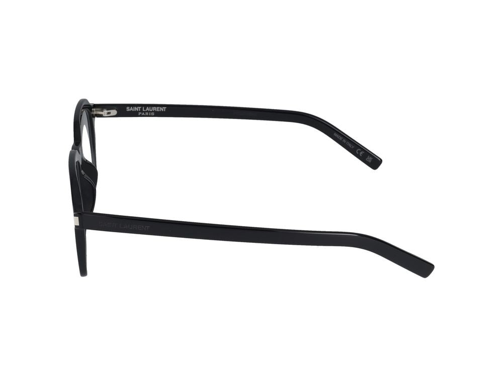 Saint Laurent Black Bold Square Acetate Eyeglasses