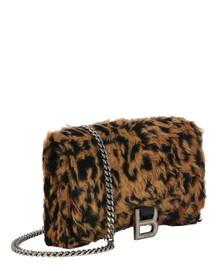 Balenciaga Leopard Print Hourglass Wallet On Chain