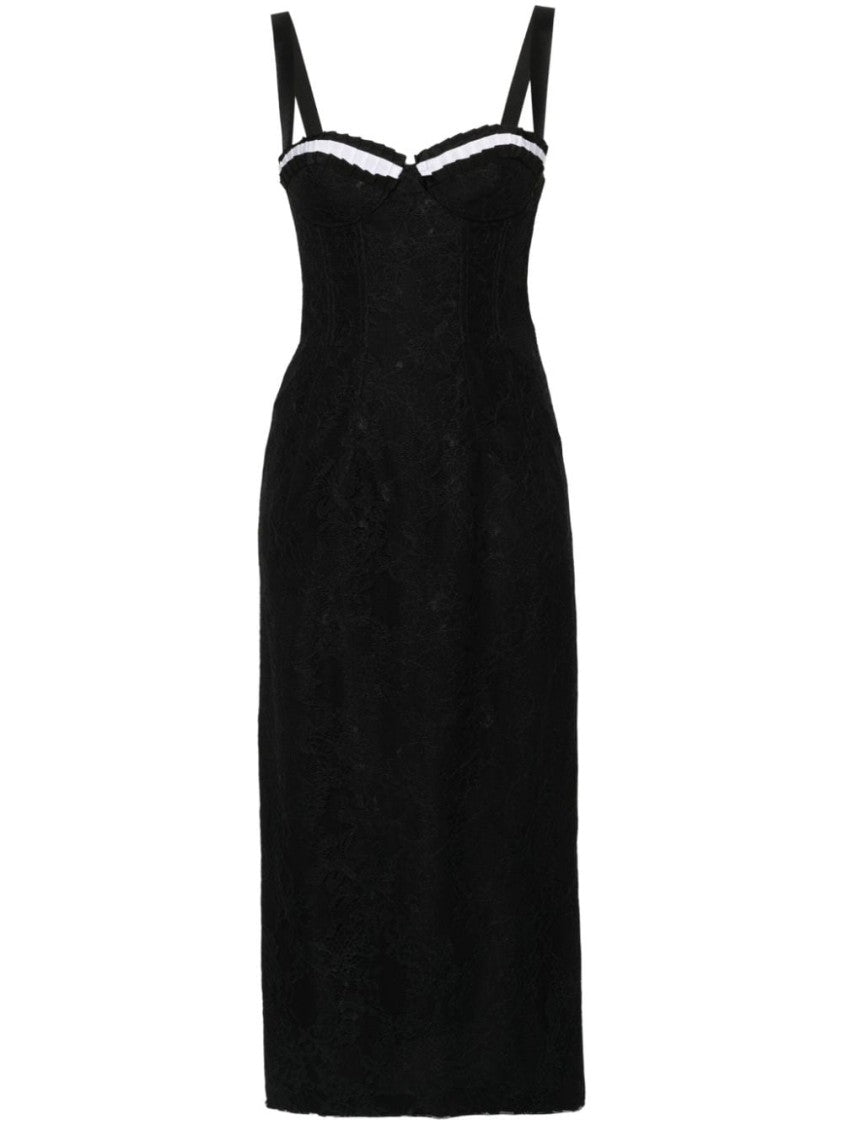 Moschino Mid-Length Black Floral Lace Dress