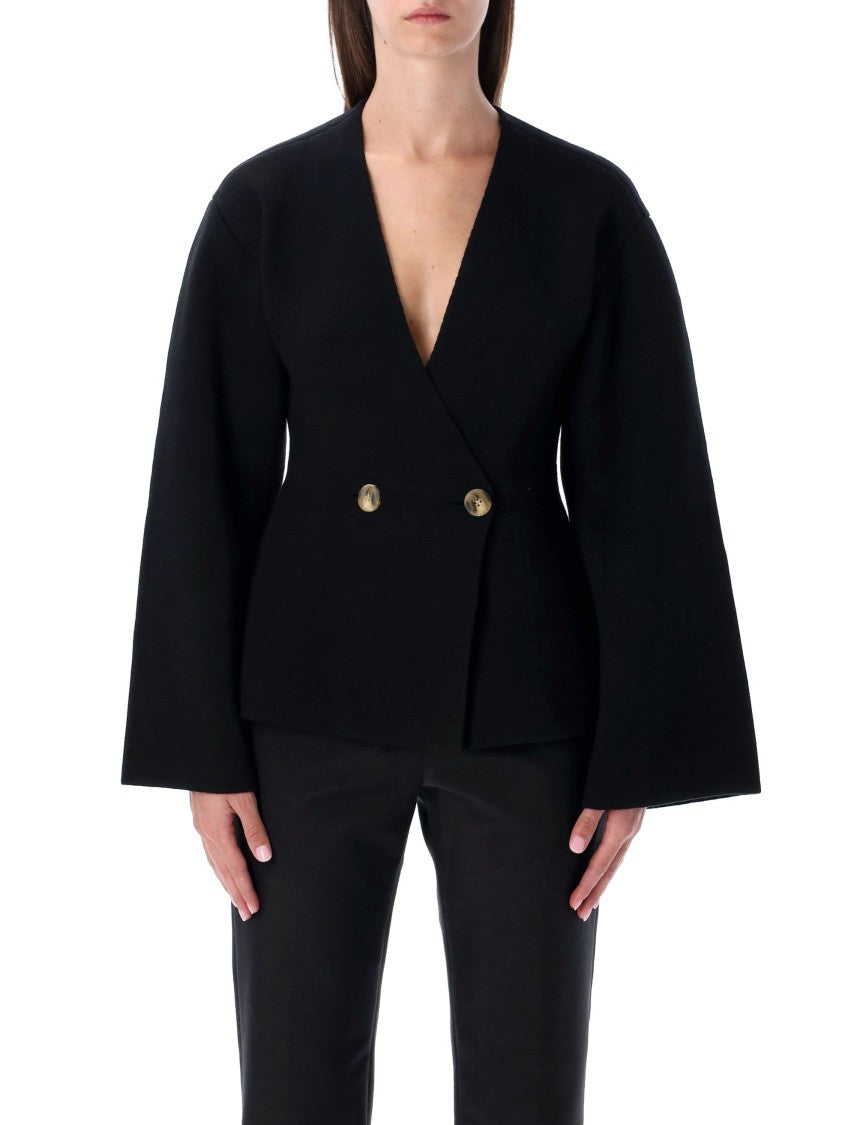 By Malene Birger Structured Wool-Blend Cardigan With Deep V-Neckline