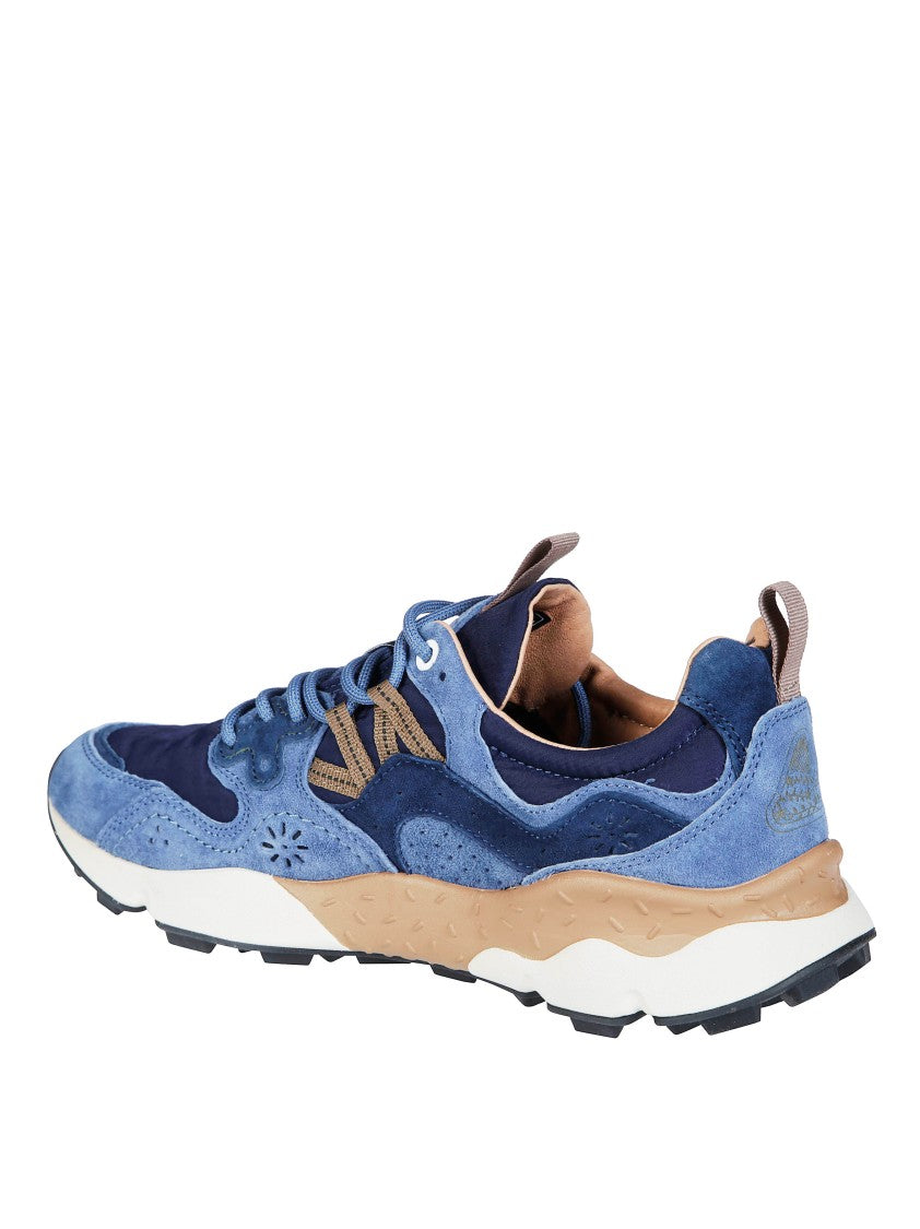 Flower Mountain Blue Yamano 3 Suede-Blend Layered Textured Sole Sneakers