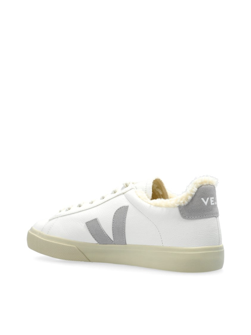 Veja White Campo Fured Low-Top Leather Sneakers