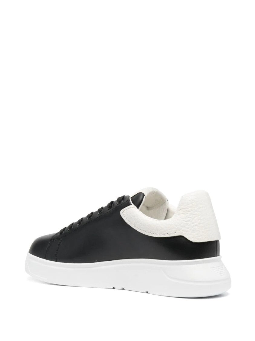 Emporio Armani Black Leather Trainers