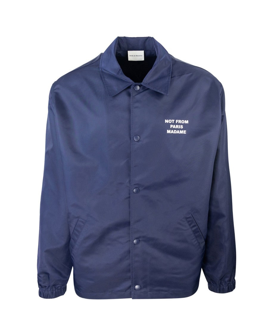 Drôle De Monsieur Lightweight Blue Jacket With Embroidered Logo