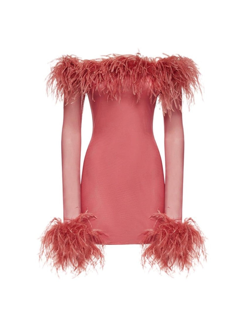 Oséree Lame Plumage Short Dress Terre Rouge