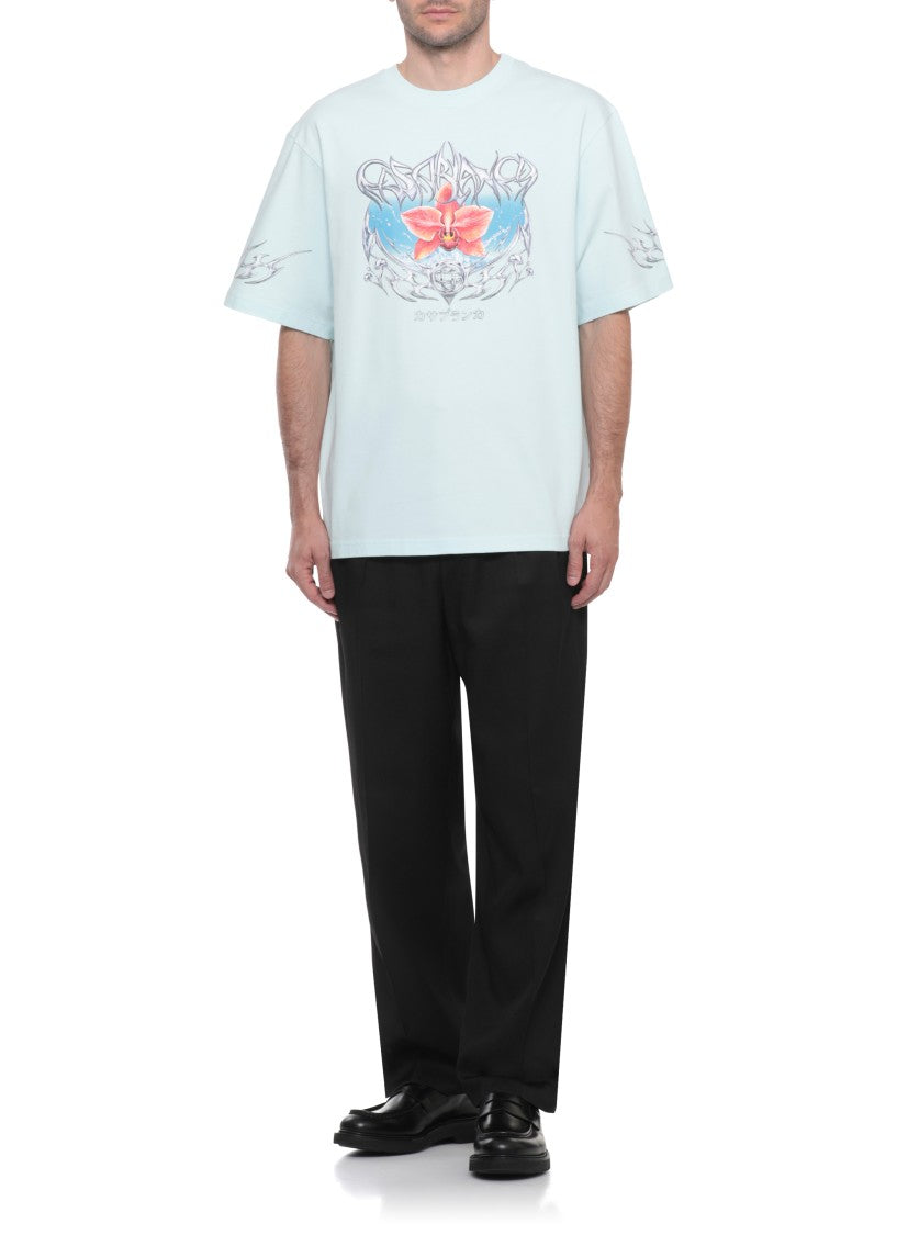 Casablanca Light Blue Cotton T-Shirt