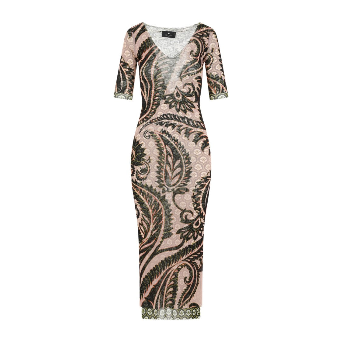 Etro Print Pink Polyamide Midi Dress