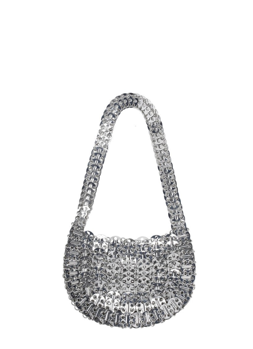 Rabanne Crescent-Shaped Steel Nano Shoulder Bag With Interlinked Design
