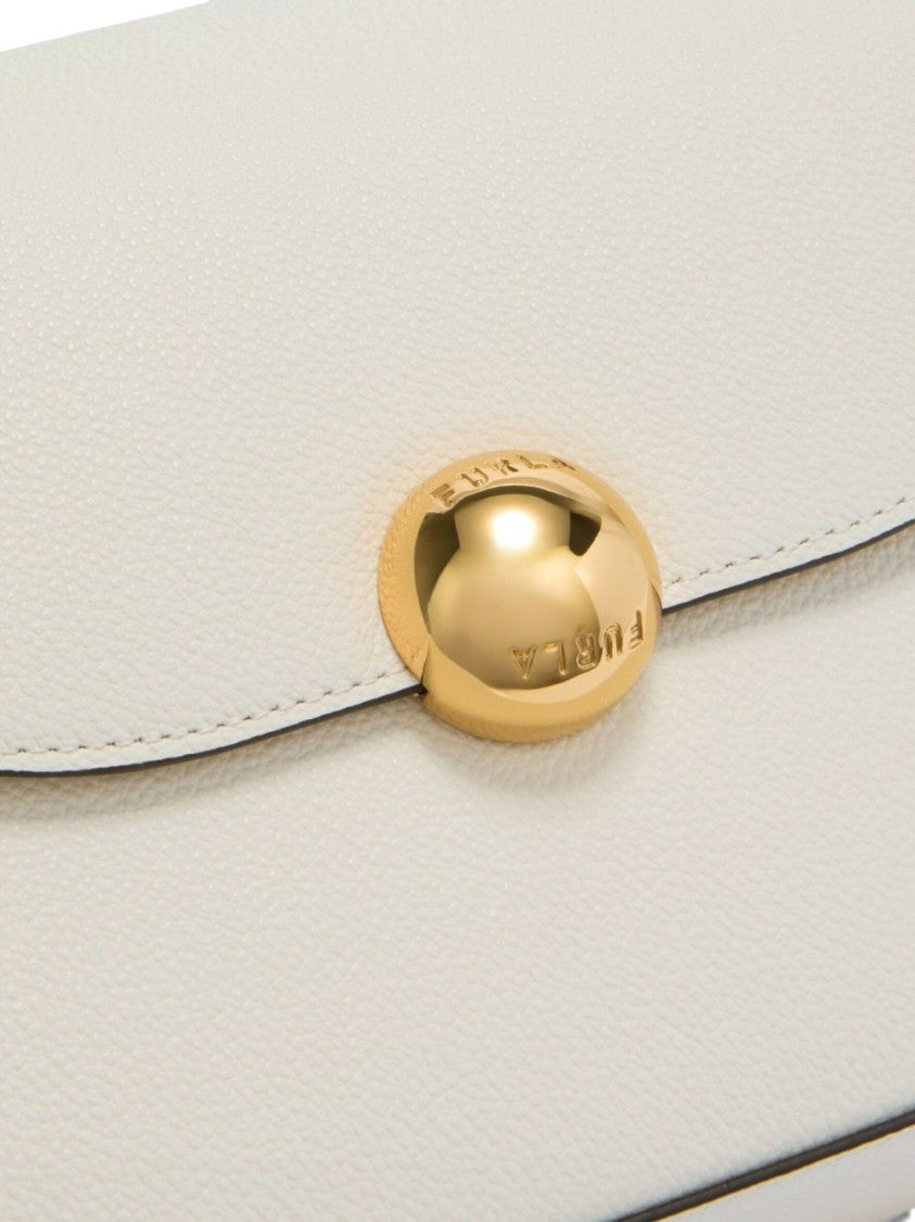 Furla Structured White Leather Moonlight Crossbody Bag