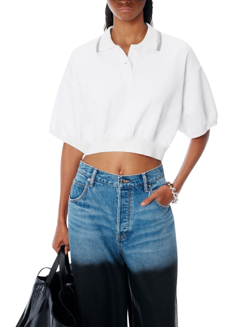 Alexander Wang Relaxed Cropped Cinched Polo Shirt