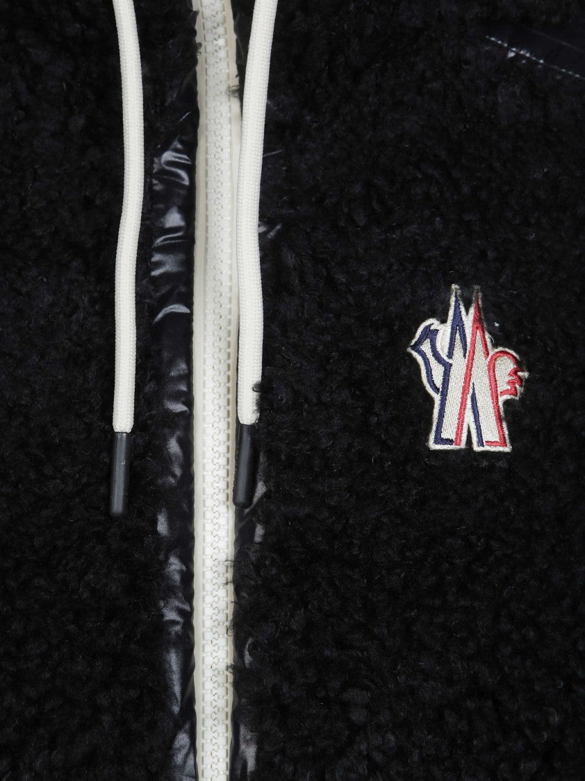 Moncler Grenoble Textured Black Activewear Zip-Up Vest